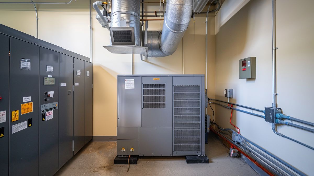 AC Speicher in einem modernen, sauberen Technikraum zur Energieeffizienzsteigerung